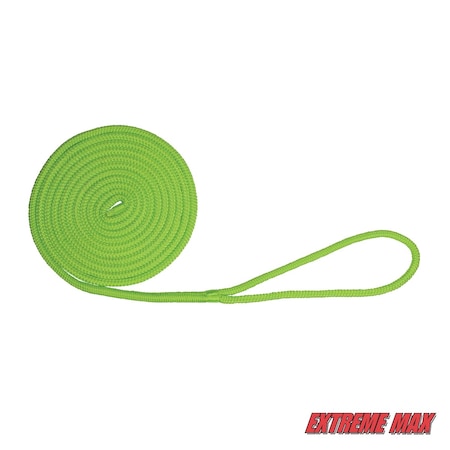 Extreme Max 3006.2427 BoatTector Double Braid Nylon Dock Line - 3/8 X 15', Neon Green